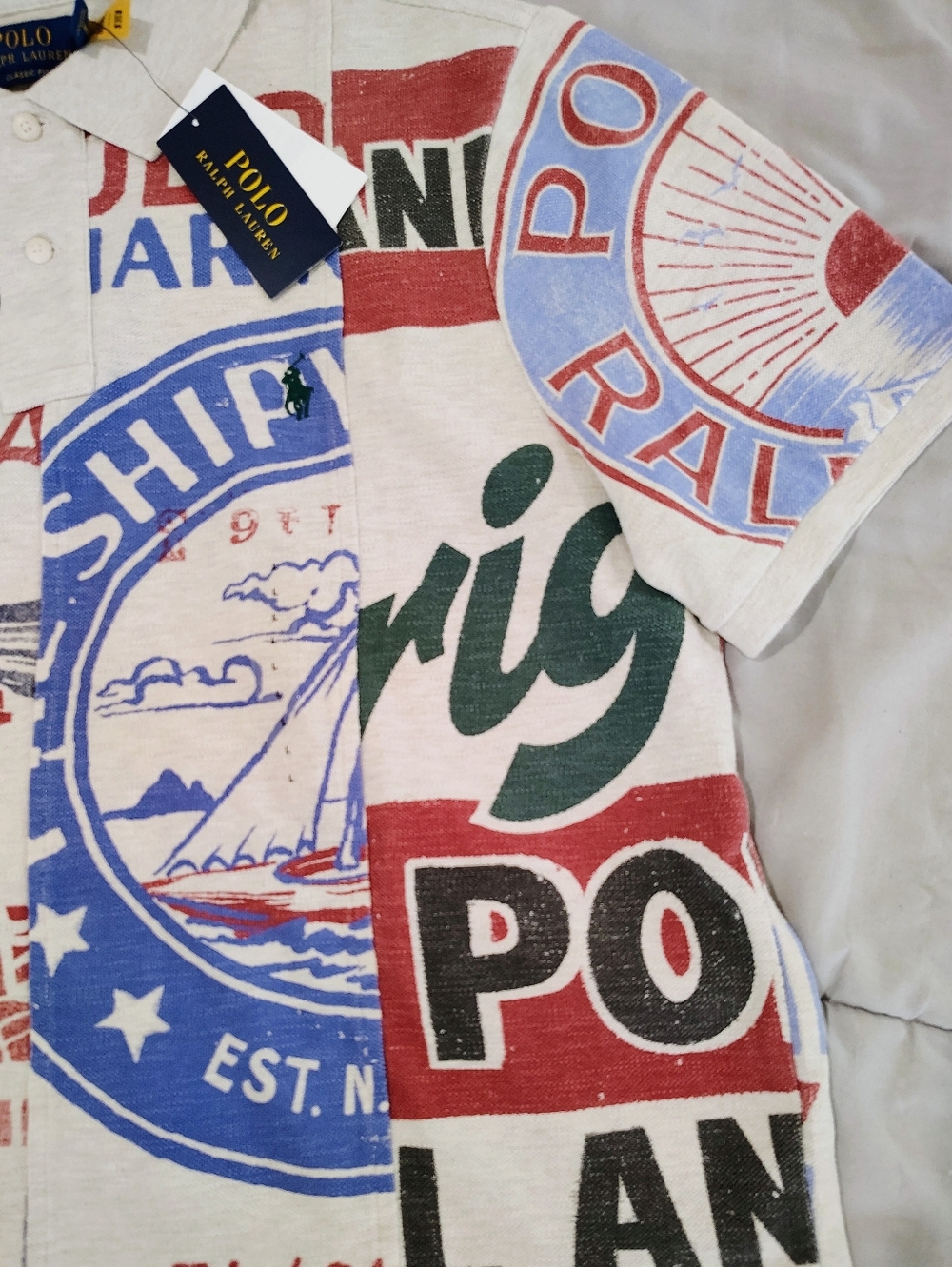 Polo Ralph Lauren Polo Shirt NWT Nautical Graphic Classic Fit Medium - Picture 4 of 5